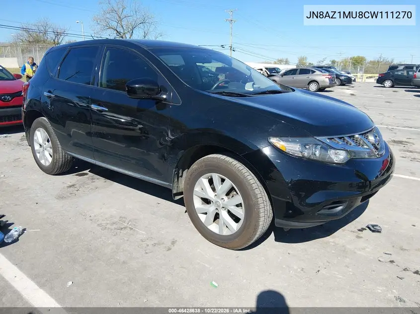 NISSAN MURANO 2012, VIN JN8AZ1MU8CW111270