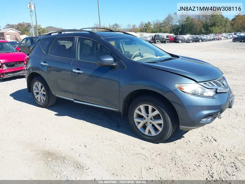 NISSAN MURANO 2013, VIN JN8AZ1MW4DW308116
