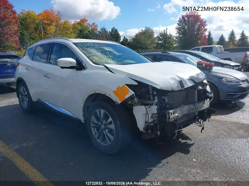 NISSAN MURANO 2015, VIN 5N1AZ2MH0FN238654