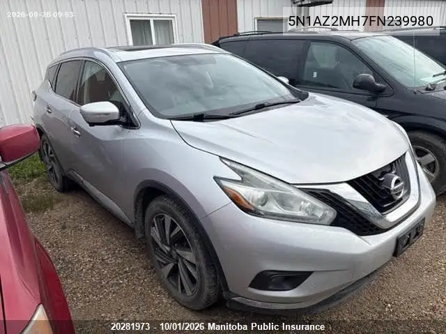 NISSAN MURANO 2015, VIN 5N1AZ2MH7FN239980
