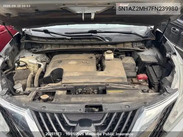 2015 NISSAN MURANO VIN 5N1AZ2MH7FN239980 — фото 10