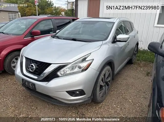 2015 NISSAN MURANO VIN 5N1AZ2MH7FN239980 — фото 2