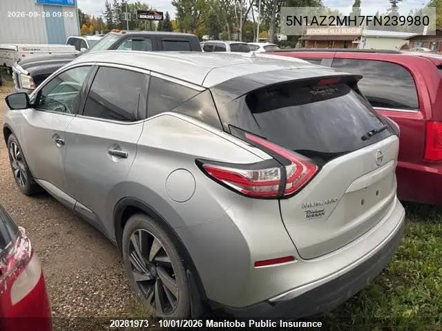 2015 NISSAN MURANO VIN 5N1AZ2MH7FN239980 — фото 3