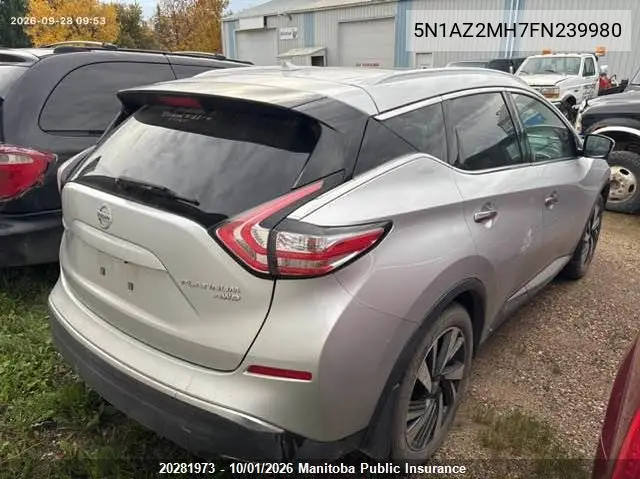 2015 NISSAN MURANO VIN 5N1AZ2MH7FN239980 — фото 4