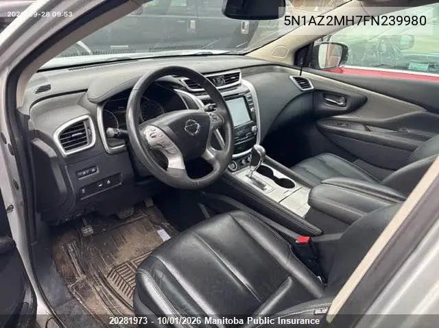 2015 NISSAN MURANO VIN 5N1AZ2MH7FN239980 — фото 5