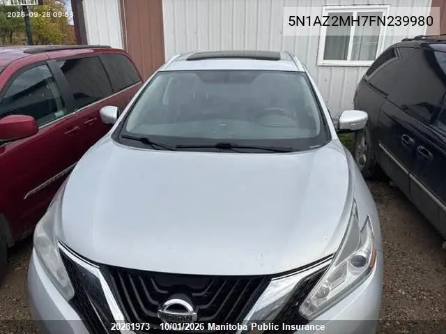 2015 NISSAN MURANO VIN 5N1AZ2MH7FN239980 — фото 6