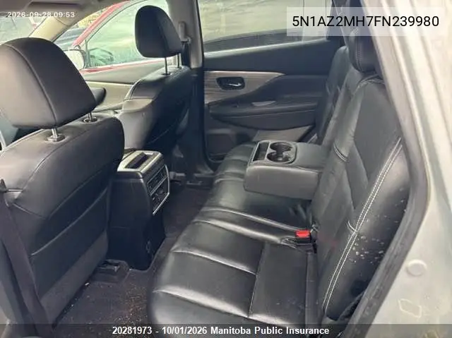 2015 NISSAN MURANO VIN 5N1AZ2MH7FN239980 — фото 8