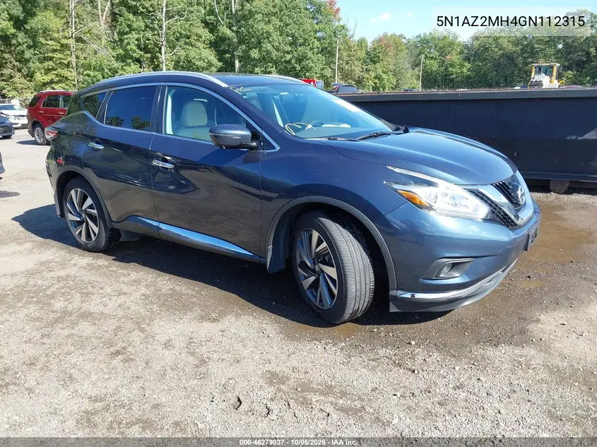 NISSAN MURANO 2016, VIN 5N1AZ2MH4GN112315