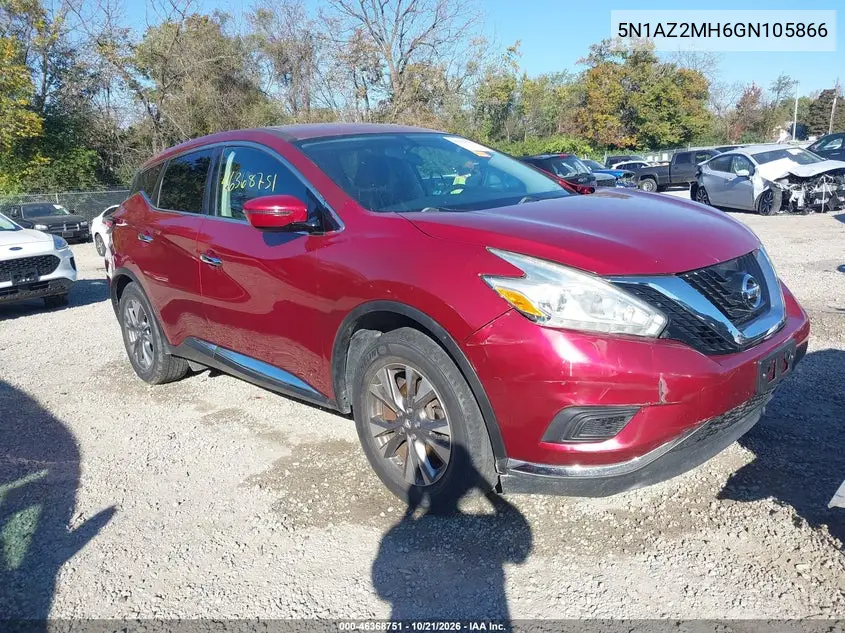 NISSAN MURANO 2016, VIN 5N1AZ2MH6GN105866