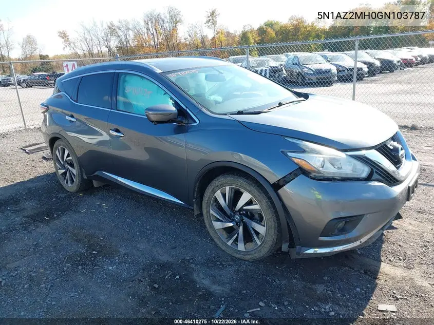 NISSAN MURANO 2016, VIN 5N1AZ2MH0GN103787