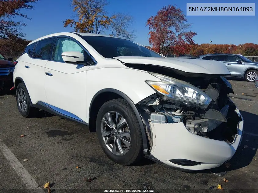 NISSAN MURANO 2016, VIN 5N1AZ2MH8GN164093
