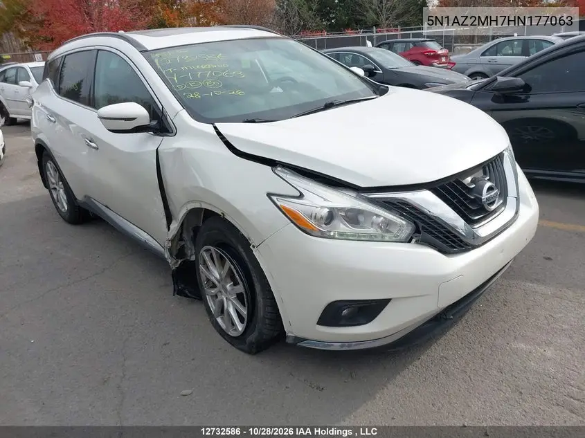 NISSAN MURANO 2017, VIN 5N1AZ2MH7HN177063