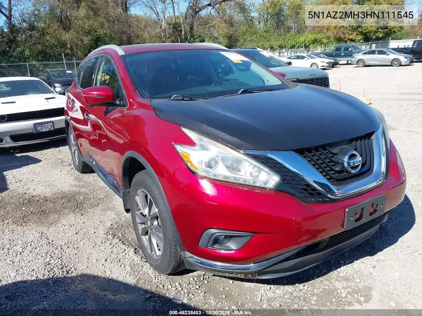 NISSAN MURANO 2017, VIN 5N1AZ2MH3HN111545