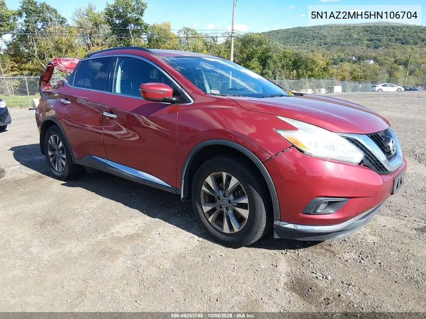 NISSAN MURANO 2017, VIN 5N1AZ2MH5HN106704