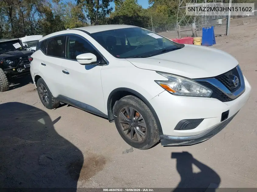 NISSAN MURANO 2017, VIN 5N1AZ2MG3HN151602