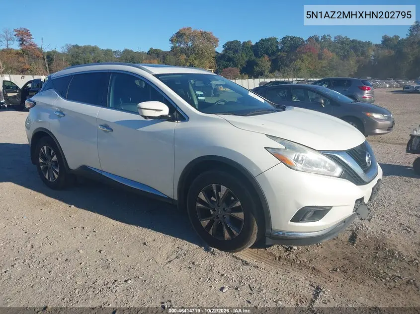 NISSAN MURANO 2017, VIN 5N1AZ2MHXHN202795