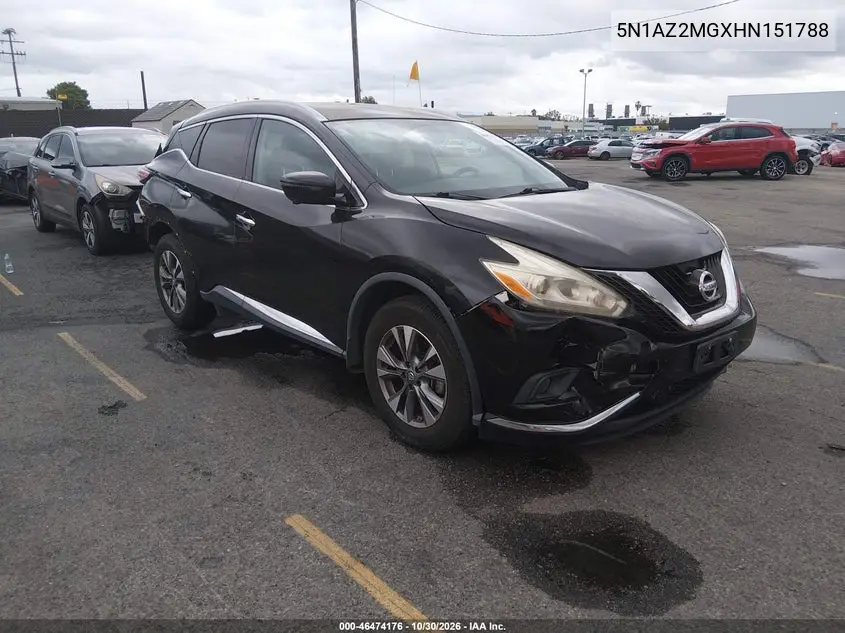 NISSAN MURANO 2017, VIN 5N1AZ2MGXHN151788