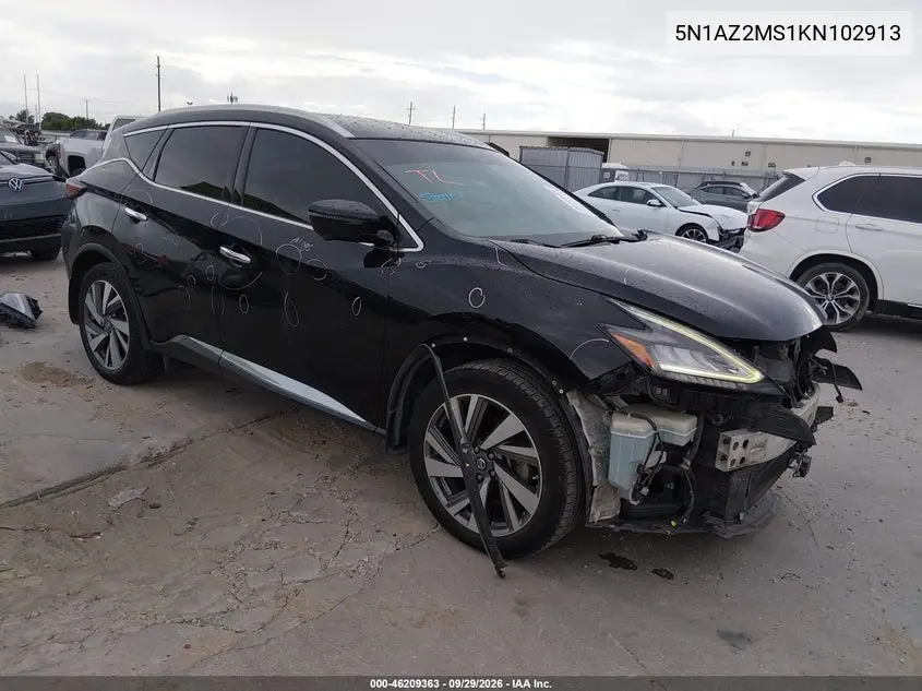 NISSAN MURANO 2019, VIN 5N1AZ2MS1KN102913