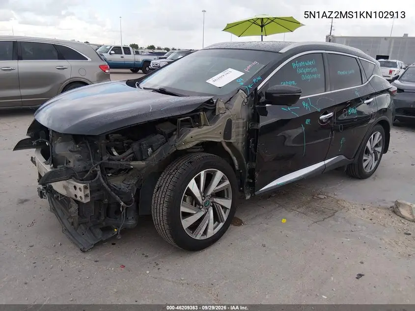2019 NISSAN MURANO VIN 5N1AZ2MS1KN102913 — фото 2