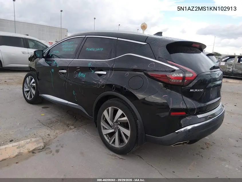2019 NISSAN MURANO VIN 5N1AZ2MS1KN102913 — фото 3