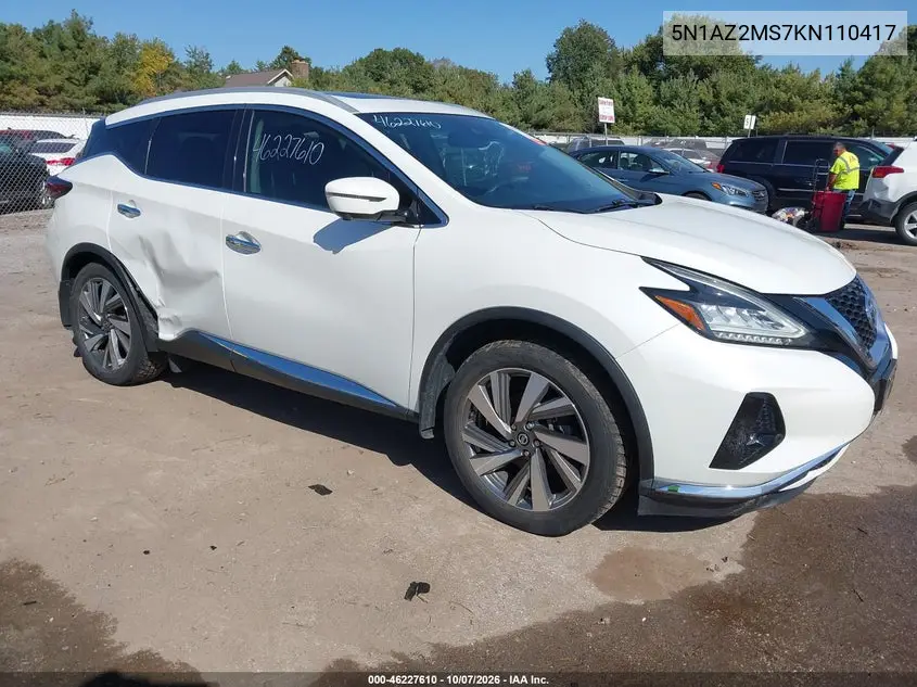 NISSAN MURANO 2019, VIN 5N1AZ2MS7KN110417