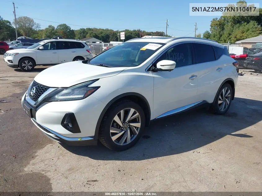 2019 NISSAN MURANO VIN 5N1AZ2MS7KN110417 — фото 2