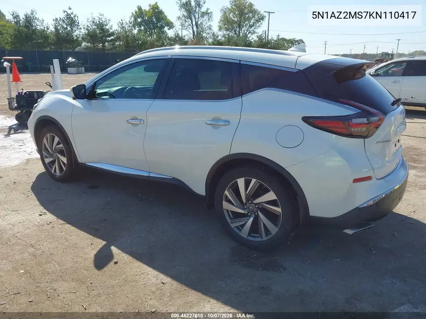 2019 NISSAN MURANO VIN 5N1AZ2MS7KN110417 — фото 3