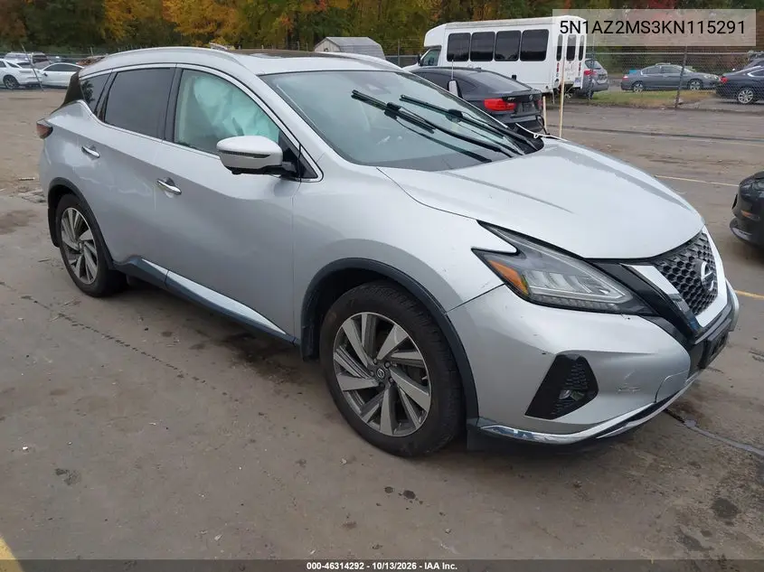 NISSAN MURANO 2019, VIN 5N1AZ2MS3KN115291