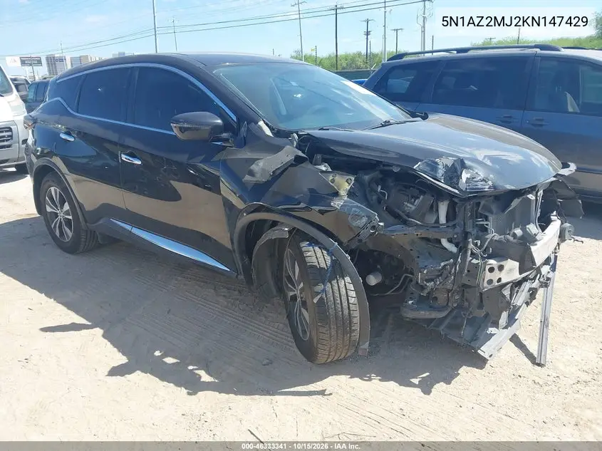 NISSAN MURANO 2019, VIN 5N1AZ2MJ2KN147429
