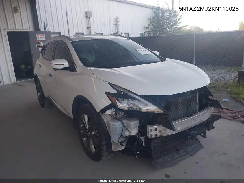 NISSAN MURANO 2019, VIN 5N1AZ2MJ2KN110025