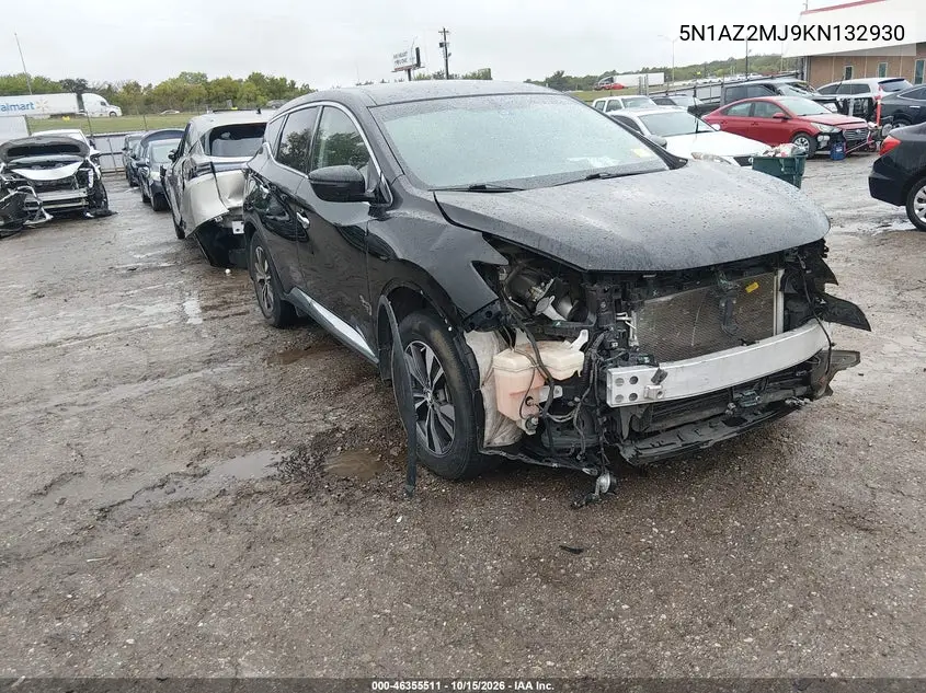 NISSAN MURANO 2019, VIN 5N1AZ2MJ9KN132930