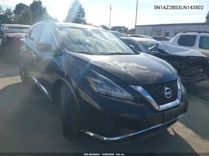 NISSAN MURANO 2020, VIN 5N1AZ2BS3LN143502