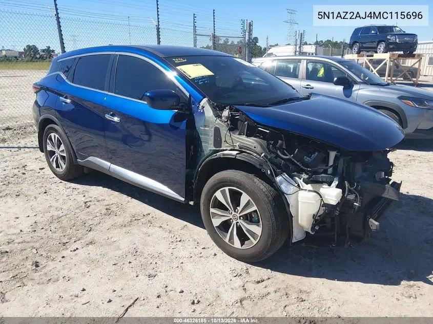 NISSAN MURANO 2021, VIN 5N1AZ2AJ4MC115696