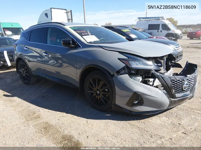 NISSAN MURANO 2022, VIN 5N1AZ2BS8NC118609