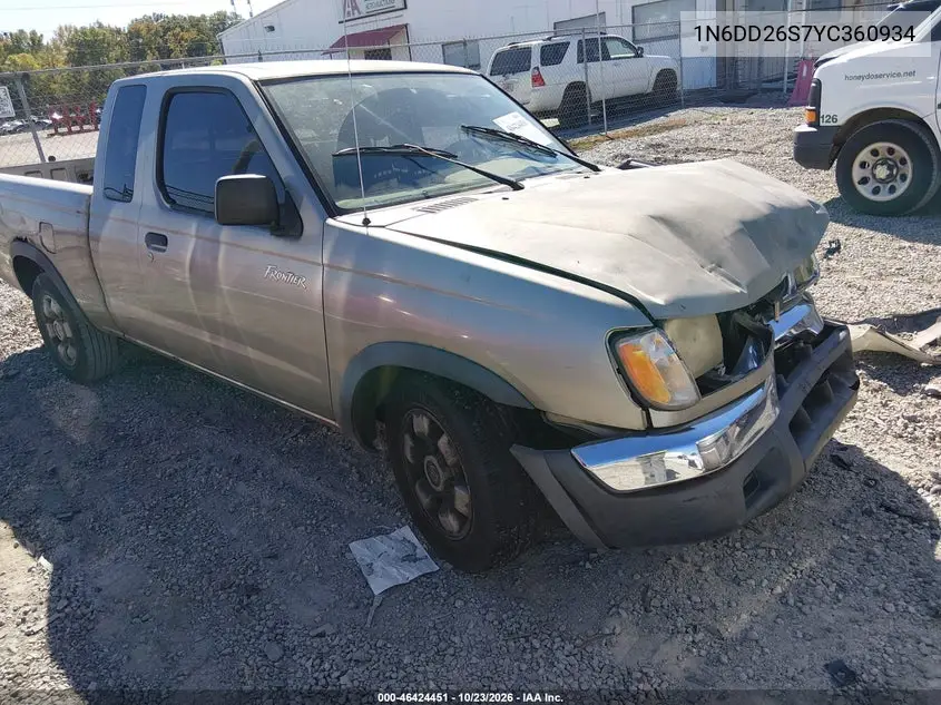 NISSAN NAVARA (FRONTIER) 2000, VIN 1N6DD26S7YC360934