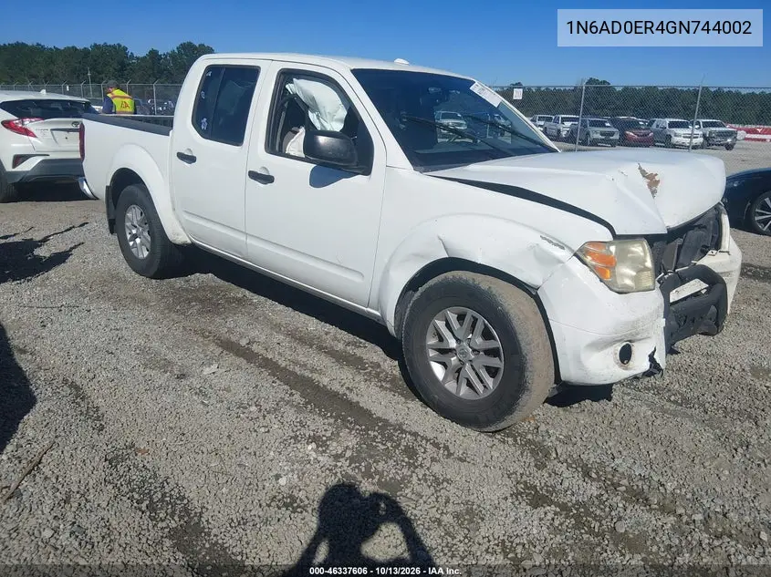 NISSAN NAVARA (FRONTIER) 2016, VIN 1N6AD0ER4GN744002