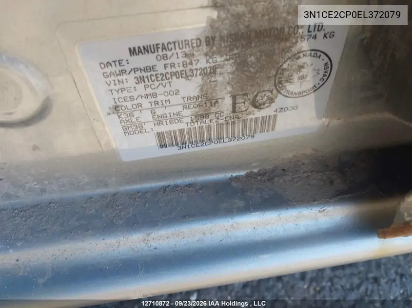 2014 NISSAN NOTE VIN 3N1CE2CP0EL372079 — фото 19