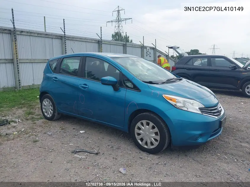 NISSAN NOTE 2016, VIN 3N1CE2CP7GL410149