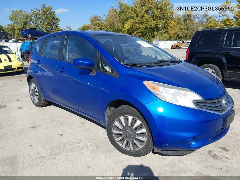 NISSAN NOTE 2016, VIN 3N1CE2CP3GL356560