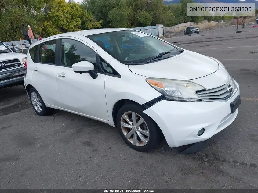 NISSAN NOTE 2016, VIN 3N1CE2CPXGL363800