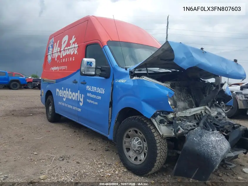 NISSAN NV 2015, VIN 1N6AF0LX3FN807603