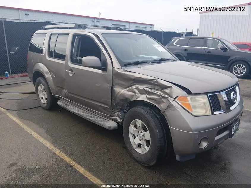 NISSAN PATHFINDER 2005, VIN 5N1AR18WX5C732212
