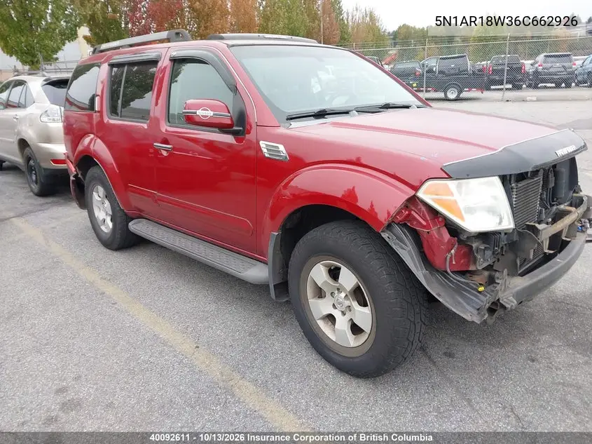 NISSAN PATHFINDER 2006, VIN 5N1AR18W36C662926