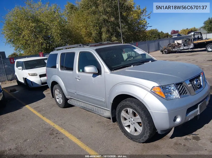 NISSAN PATHFINDER 2006, VIN 5N1AR18W56C670137