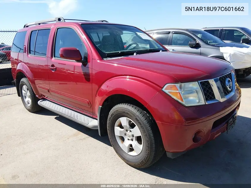 NISSAN PATHFINDER 2007, VIN 5N1AR18U97C601662