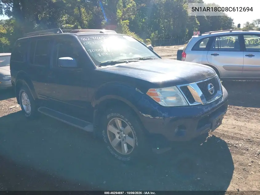 NISSAN PATHFINDER 2008, VIN 5N1AR18C08C612694