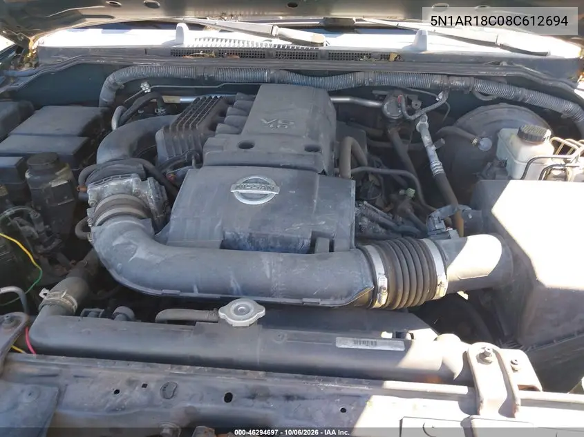 2008 NISSAN PATHFINDER VIN 5N1AR18C08C612694 — фото 10