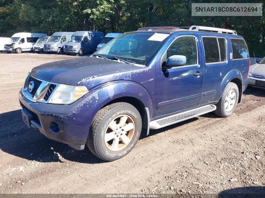 2008 NISSAN PATHFINDER VIN 5N1AR18C08C612694 — фото 2