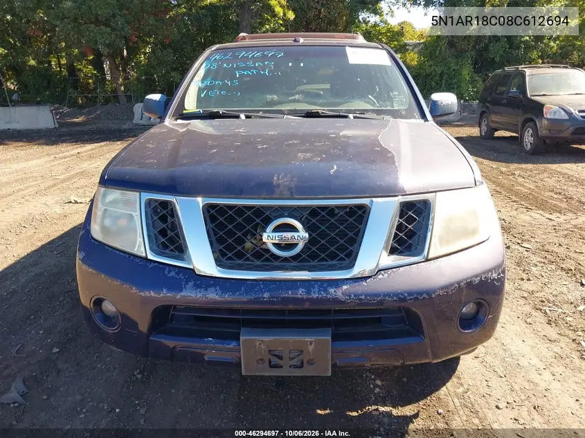 2008 NISSAN PATHFINDER VIN 5N1AR18C08C612694 — фото 6