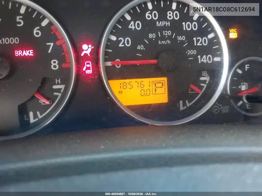 2008 NISSAN PATHFINDER VIN 5N1AR18C08C612694 — фото 7